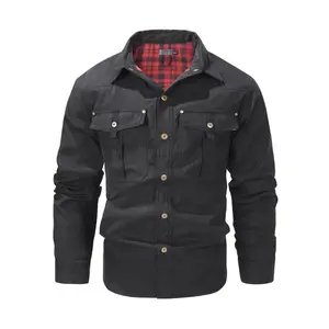 Men's Lightweight Long Sleeved Snap Plaid Western Cowboy Flannel Lined Shirts Jackets