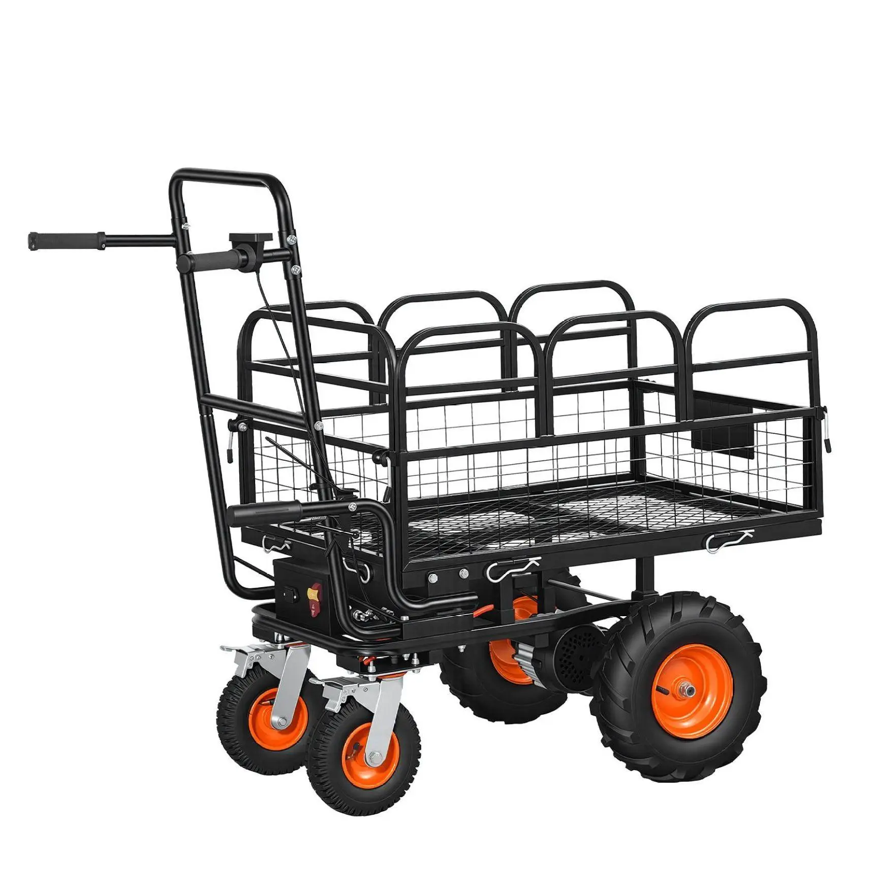 Electric Utility Cart, 660lbs Capacity, 36V 432Wh Power Wagon, Heavy Duty Steel Garden Cart with Brake, All Terrain, Modular Bed for Farm & Yard Default