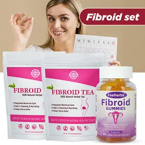 Fibroids Herbal Tea & Gummies Set for Women Menstrual Cycle & Hormonal Balance & Ovarian Cysts, 2 Pack Tea and 1 Pack Gummies, Helps Women to Get Pregnant Fast