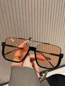 Top Bar Design Unisex Aviator Sunglasses with UV Protection & Blue Light Blocking Metal Frame Tinted Lens for Outdoor Activities