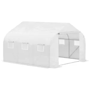 Outsunny 11.5' x 10' x 6.5' Walk-in Greenhouse, Tunnel Green House with Zippered Mesh Door and 6 Mesh Windows, Gardening Plant Hot House with Galvanized Steel Frame, White