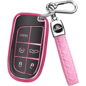 for Jeep Key Fob Cover, TPU Key Case Shell for Jeep Grand Cherokee Renegade Dodge RAM Durango Challenger