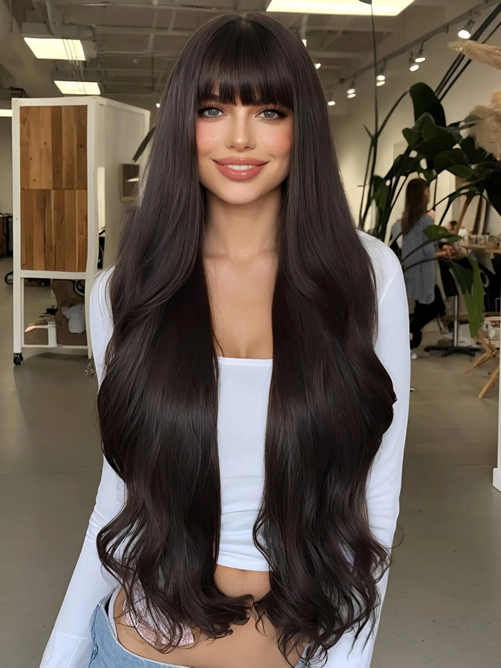 32 Inch Long Curly Wigs for Women, Gorgeous Fluffy Bouncy Curly Wigs without Bangs, Synthetic Full Machine Wigs for Party, Daily Use, Synthetic Material Wigs, Daily Wear Wig, Artificial Wig