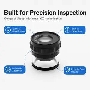 10X Scale Loupe Magnifier with Reticle, Portable Measuring Inspection Magnifier for Jewelry, Coins, Watch Repair, PCB, Printing & Collectibles