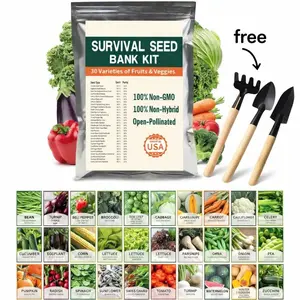 Seed Vault Vegetable Kit – 30,000+ Non-GMO Heirloom Seeds, 30 Variety Pack with FREE 3-Piece Garden Tool Set
