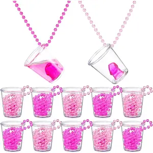 12 Pcs Bachelorette Shot Glasses Set Funny Plastic Beaded Shot Glass for Bachelor Wedding Party Decorations Non-Luminous Hot Pink/Pink