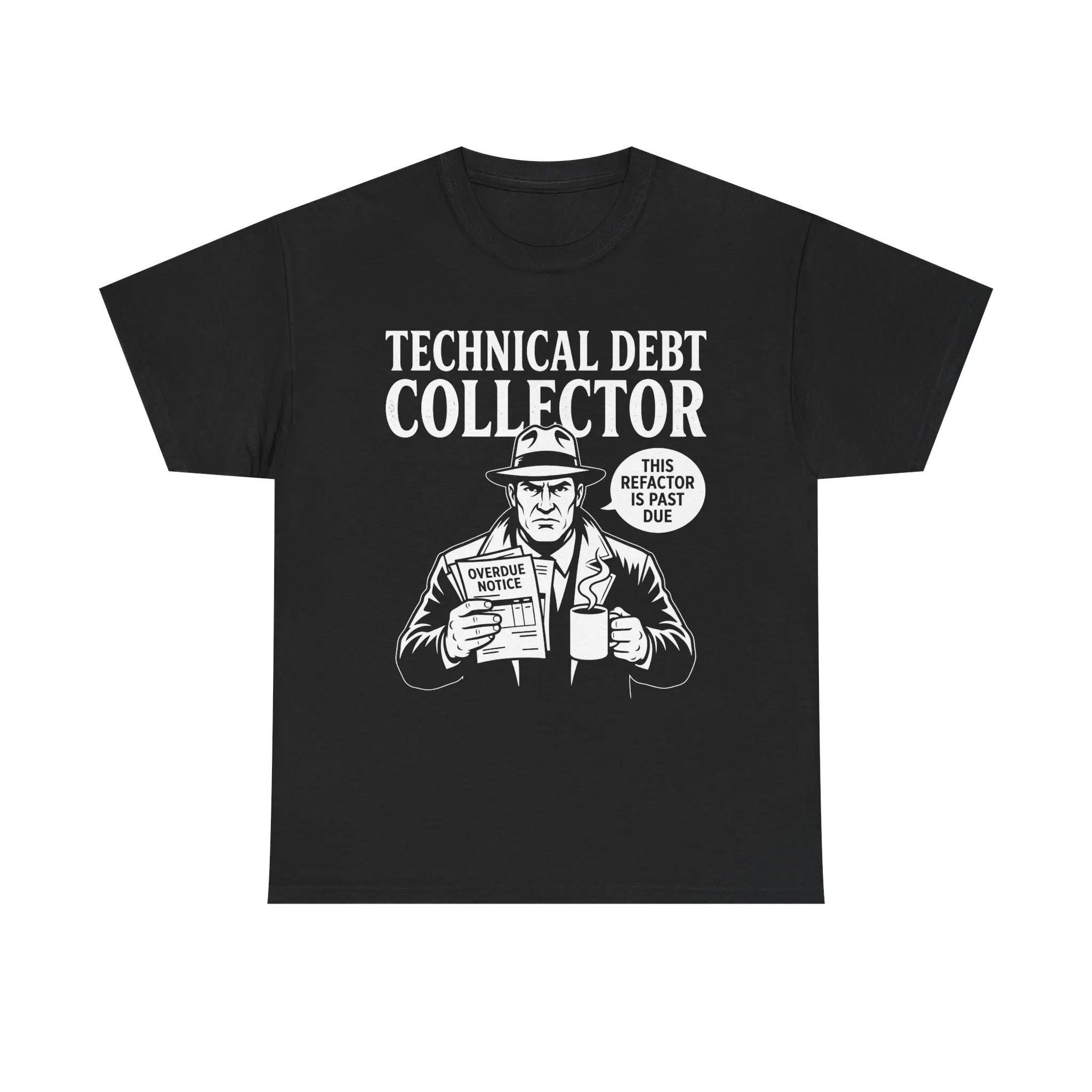 Technical Debt Collector Shirt Funny Programmer Tee Retro Noir Software Engineer Gift