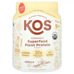 KOS Organic Superfood Plant Protein Powder, Vanilla, 1.2 lb (555 g)