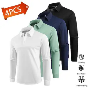 1-piece casual men's long sleeved polo shirt, quick drying golf, tennis, equestrian clothing, comfortable leader design, party vacation, travel sportswear