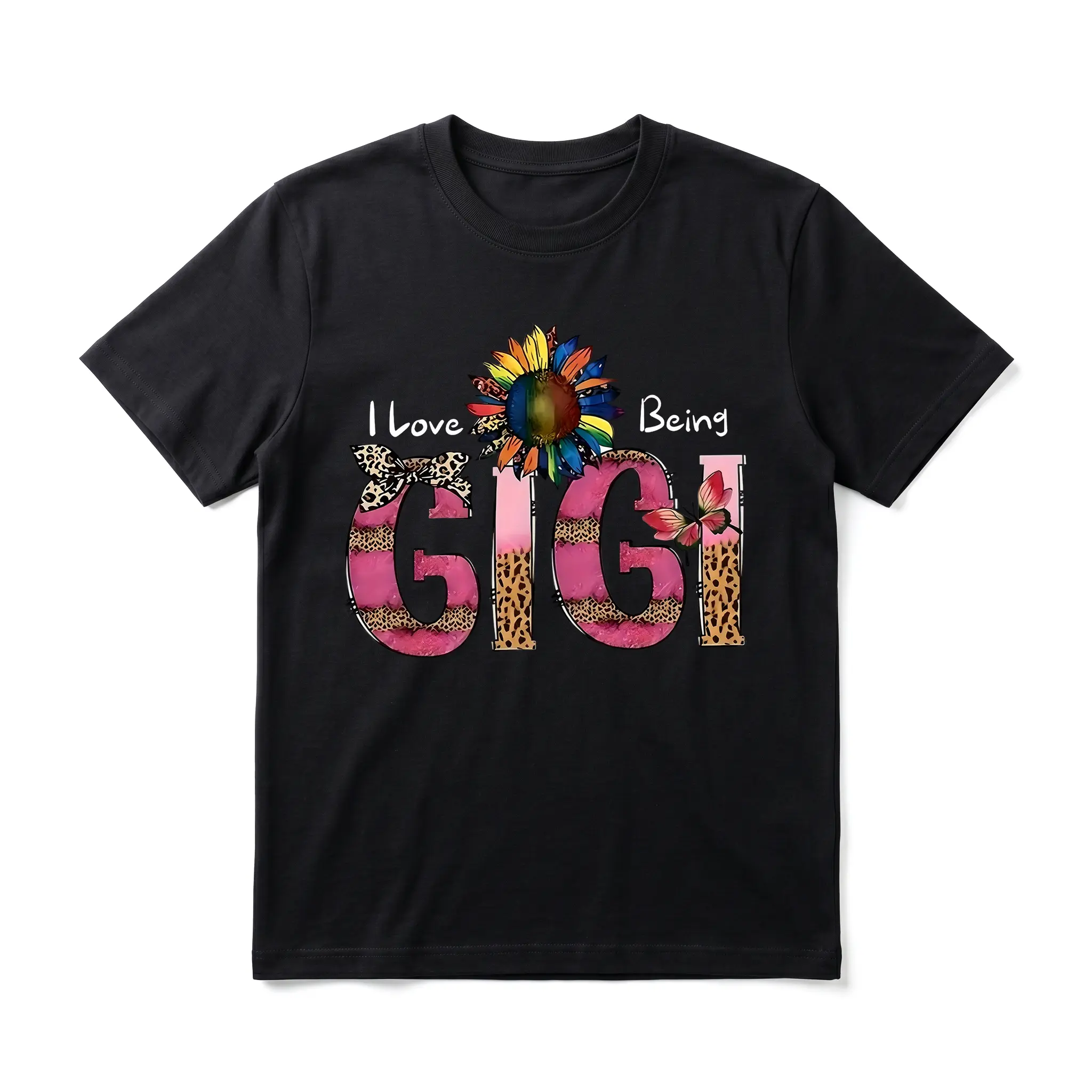 Colorful Floral Gigi Men's Graphic TShirt,  Short Sleeve Soft Top, Vintage Bold Typography Graphic Print Design, for Daily Wear, Weekend, Birthday Gift, Gift for Men, Women and Friends