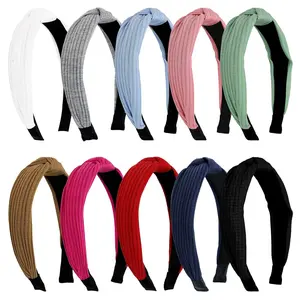 10 Pack Knotted Headbands for Women Top Knot Headband Fashion Headbands for Girls Cute Head Band Solid Color Womens Headbands Non Slip for Women Ladies Girls Diademas Para Mujer De Moda