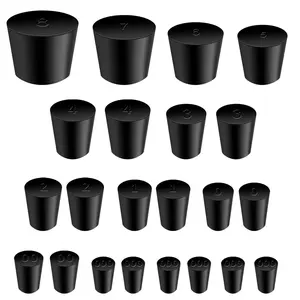 22 Pcs Solid Rubber Stoppers 11 Assorted Sizes 000# - 8# Tapered Lab Seal Rubber Stopper