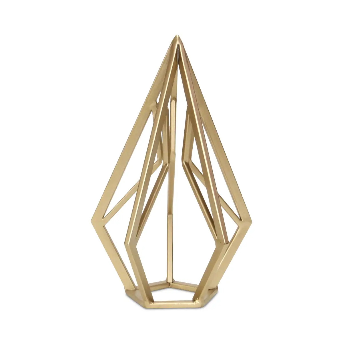 Cheung's 6095GD-S Handmade Decorative 3-Dimensional Geometric-Pattern Vitera Diamond-Themed Gold Metal Small Statue - Fully Assembled, Lightweight Home Decor Accent with Diamond Sign Pendant