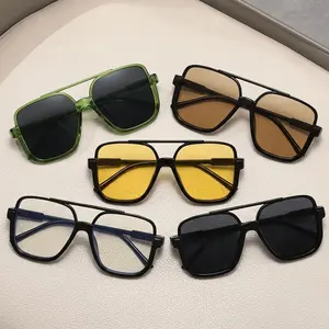 Unisex Oversized Aviator Sunglasses | Retro Square Tinted Lens Sunshade for Outdoor Activities, Multiple Colors