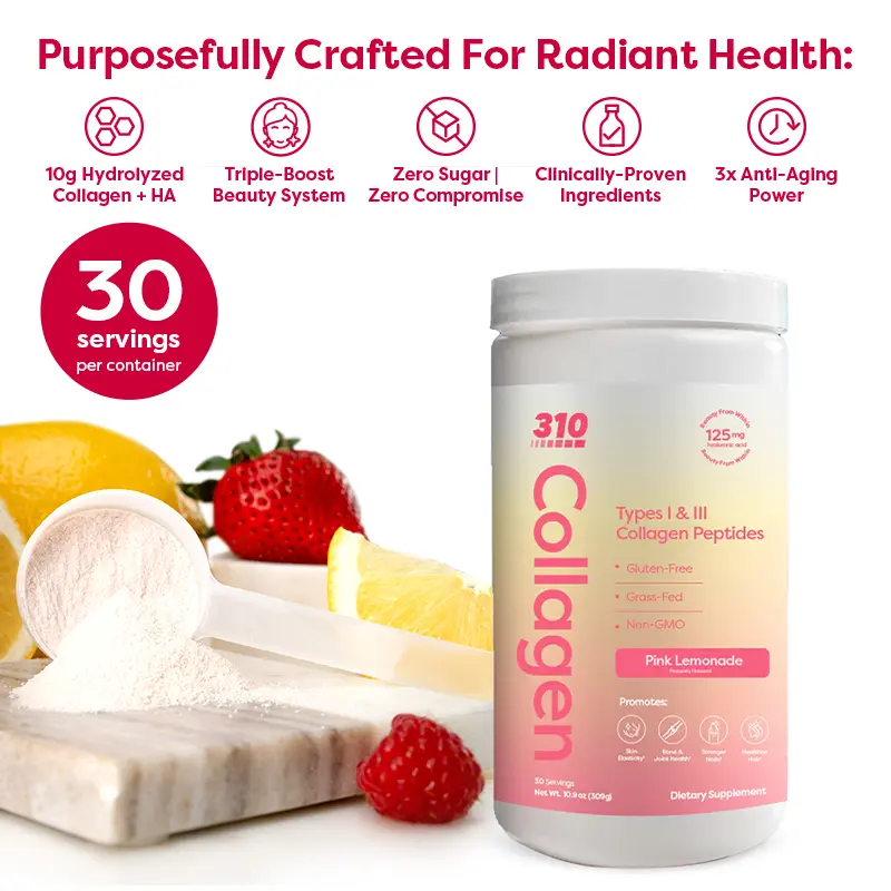 310 Collagen Peptides - Pink Lemonade 30 Servings Colagen Beauty Fitness Supplement Healthcare Dietary Drink