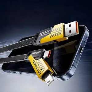 4 in 1 Fast Charging Cable, PD 65W 27W USB Cable for iPhone 15 13 12 11 14 Pro Max iPad Xiaomi 14 13 12 Pro Samsung S24 S23 S22Ultra, Dual Type C Quick Charge Wire, Super Fast Charging