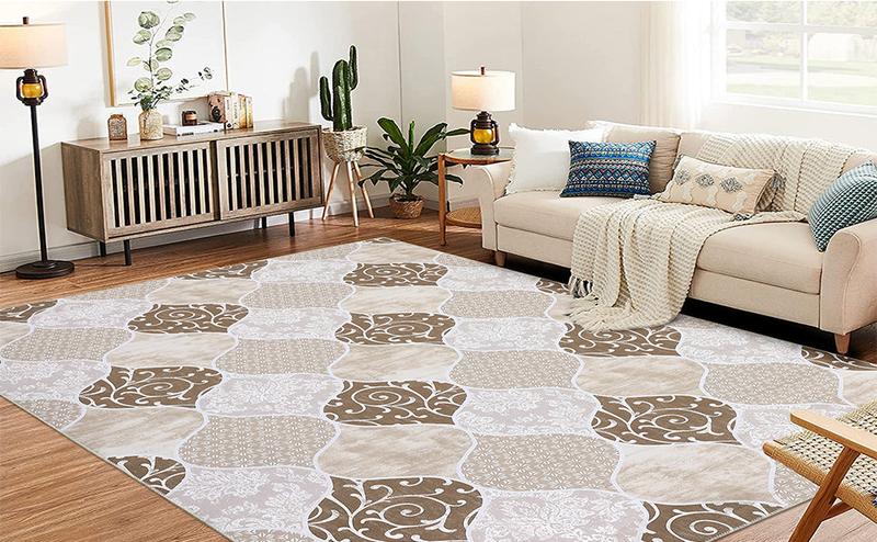GARVEE Moroccan Area Rug: Ultra-Thin, Soft, Washable, Non-Slip Carpet for Living Room, Bedroom, Dining Room, Office; Sizes 5x7, 8x10, 9x12; Colors: Brown, Blue