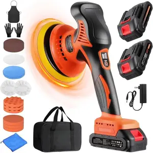 Car Buffer Polisher, 8 Variable Speed Car Polisher 2800-6000RPM Cordless Car Polishing Machine with 2x 21V 2000mAh Batteries and 17 Piece Polishing Kit for Car Detailing Scratch Removing