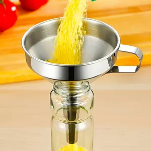 Stainless Steel Funnel, Large Diameter Kitchen Oil Leakage, Filter Screen, Spoon Leakage