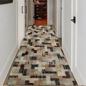 Memory Foam Hallway Rug with Non-Slip Backing, Vintage Style, Easy to Clean, Durable Low Pile Carpet for Corridor, Entry, Kitchen, Laundry Room