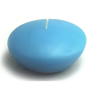 212 MAIN Unscented Round Light Blue Floating Candles (3" Dia, 12-Piece Box), 5-6 Hrs Burn Time, Decorative Floaters for Camping & Hiking Ambient Lighting