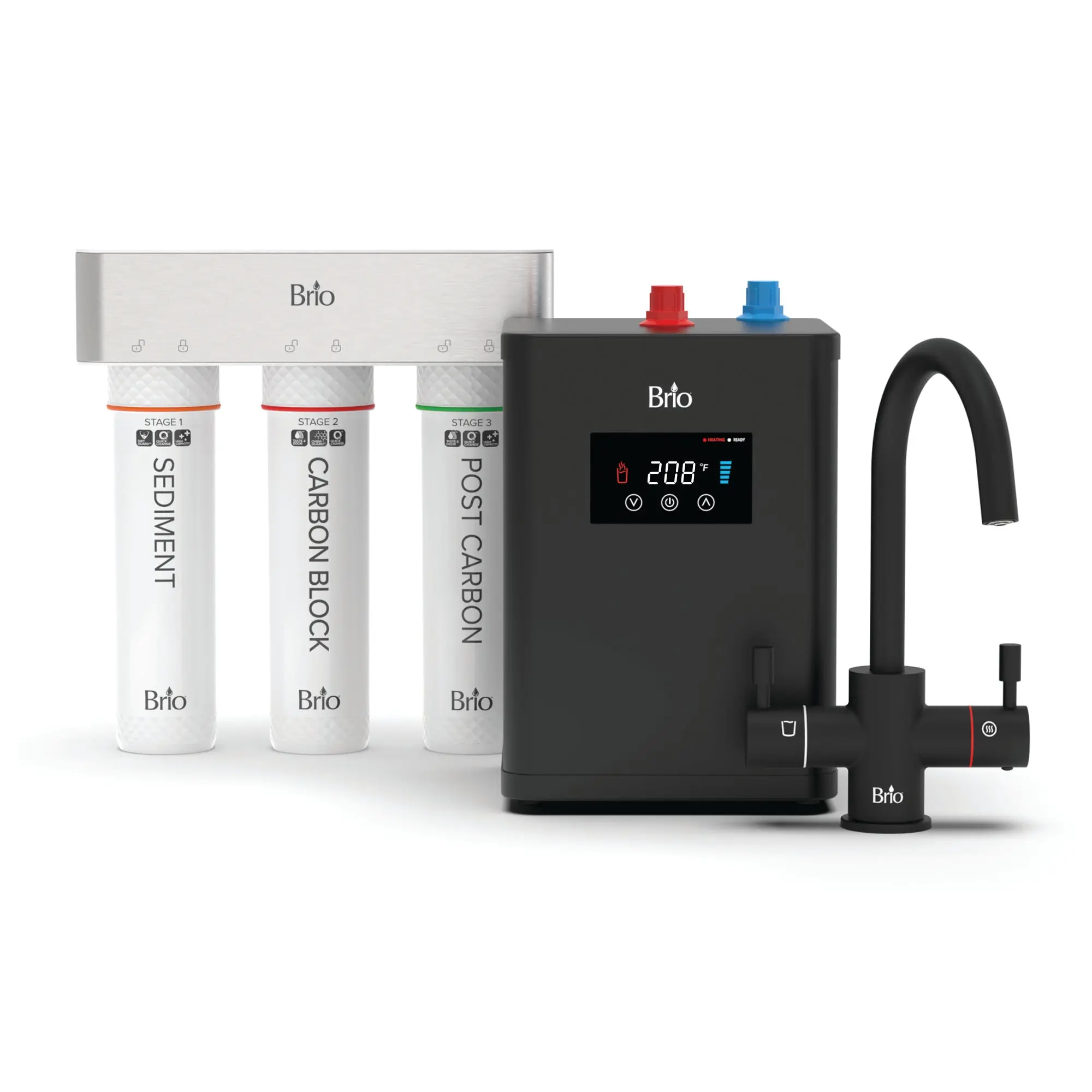 Brio 3-Stage Digital Instant Hot Water Undersink Dispenser System – Matte Black
