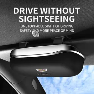 Cadillac Car Sun Visor Sunglasses Box, Universal Fit, Clip-On Design, Holds Eyeglasses & Sunglasses, Vehicle Storage Accessory