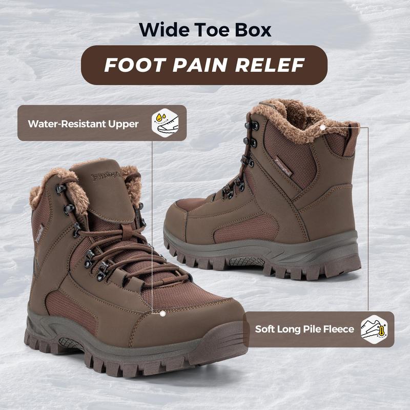 Fittington Men's Wolfwalk Winter Boots V3 Black Waterproof Insulated Mid Calf Snow Boots with Slip-Resistant Outsole & Plush Fur Lining for All-Day Comfort