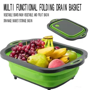 1 multifunctional folding chopping board drain basket, vegetable cutting board+washing basin+drain basket integrated design, foldable storage saves space, suitable for rental party storage, camping and picnicking
