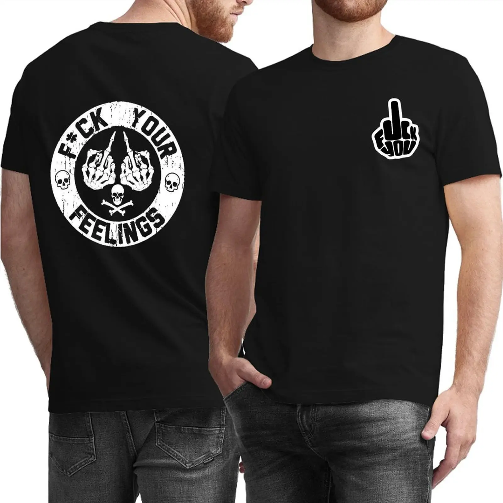 Men's Graphic T-Shirt, Casual Round Neck Shortsleeve Top featuring Dual Graphics with a Small Front Logo and Large Bold Print on the Back