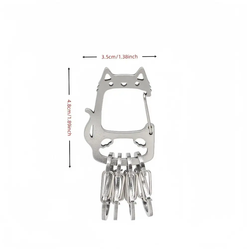Cute Laser Cut Cat Silhouette Stainless Steel Charming Keychain - Durable Non-Customized, Heavy-Duty Rustproof Spring Hook Carabiner, Compact Lightweight Detachable Key Organizer for Car, Camping (Cat Pet Accessory)