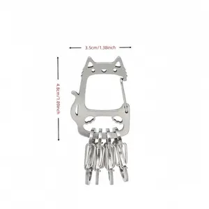 Cute Cat Stainless Steel Keychain with Heavy-Duty Spring Hook for Car & Camping Sturdy Durable Key Organizer Compact Lightweight Rust-Resistant Cat Silhouette Design