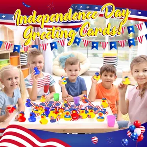 24 Pcs Patriotic Rubber Ducks, 4th of July Jeeps Ducks for Ducking, Bulk Ducks for Jeeps Fourth of July Independence Day Gifts Party Favors Bath Water Pool Toys Birthday Gifts Classroom Prizes for Kids
