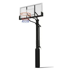 Efficraft In-Ground Basketball Hoops Outdoor Adjustable Height System,Gym Stuff，Exercise Equipment,Inground Basketball Hoop W/Pro-Style Breakaway Rim, 54'' Tempered Glass Backboard for Basketball Hoop In Ground Outdoor jordan signatures him mey