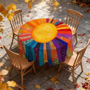 Bohemian Style Tablecloth, Vintage Sunflower Print, Suitable for Rectangular/circular Tables, Home Decor, Party, All Seasons Gift