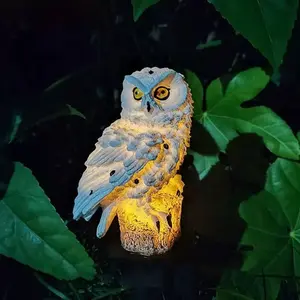 Solar Garden Owl Decoration, Outdoor Courtyard Statue, Waterproof Halloween Decor, Lawn Ornament, Christmas Yard Light