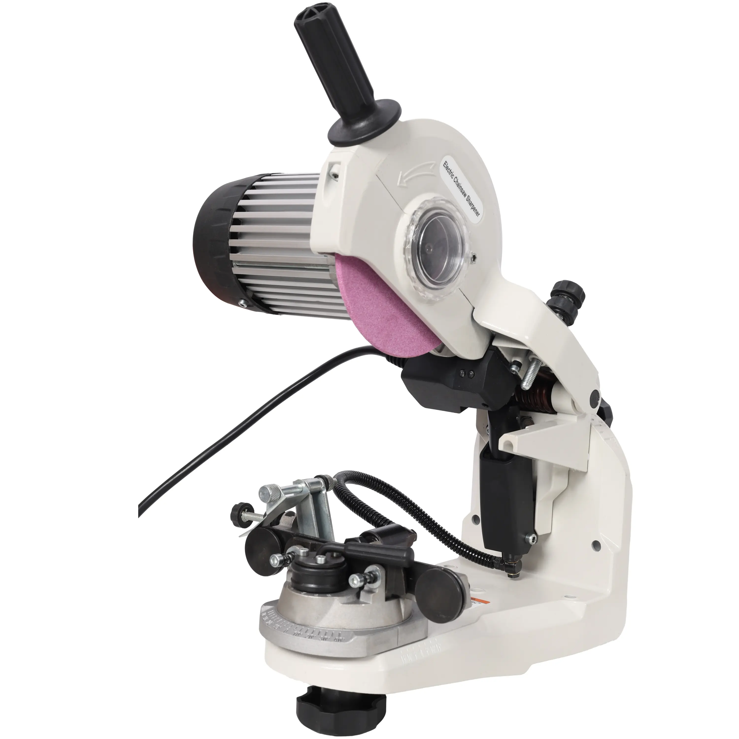 Commercial-Grade 300W High-Performance Motor Electric Chainsaw Sharpener, 120V Power Unit with Hydraulic Assist, Automatic Open/Close, Universal 1/8 in.-1/4 in. & 3/16 in. Premium Grinding Wheels for High-Volume Sharpening, High-Volume Chain Sharpening