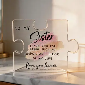 Memorial Day Graduation Gift for Sister Large 4.8" Acrylic Jigsaw Plaque Thick 0.6" To My Sister Keepsake Birthday Mother's Day Gift