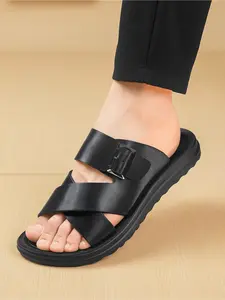 Men's Two-Way Wear Slide Sandals, Adjustable Buckle Open-Toe Outdoor Slippers, Non-Slip Casual Slides for Daily Wear