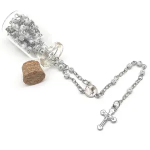 Baby Baptism Rosary with Mini Diamonds In Glass Bottle (mini)