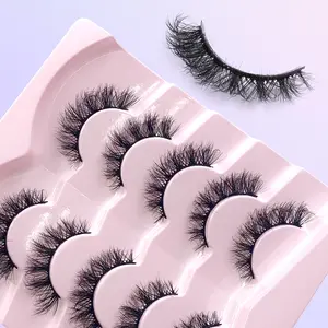Daily DD False Eyelashes, 5 Pairs DIY Dramatic Wispy Fluffy Natural-Curl Volume Cluster Lashes, Volumized False Eyelashes, for Eyelash Extensions, Cosmetic