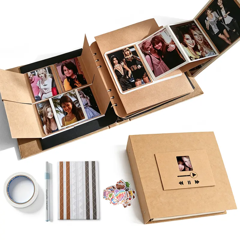 3D Scrapbook Handmade Gift Box ,Detachable Pages Interactive 3D Memory Photo Album Brown for Wedding Baby Family Travel Anniversary Birthday Keepsake