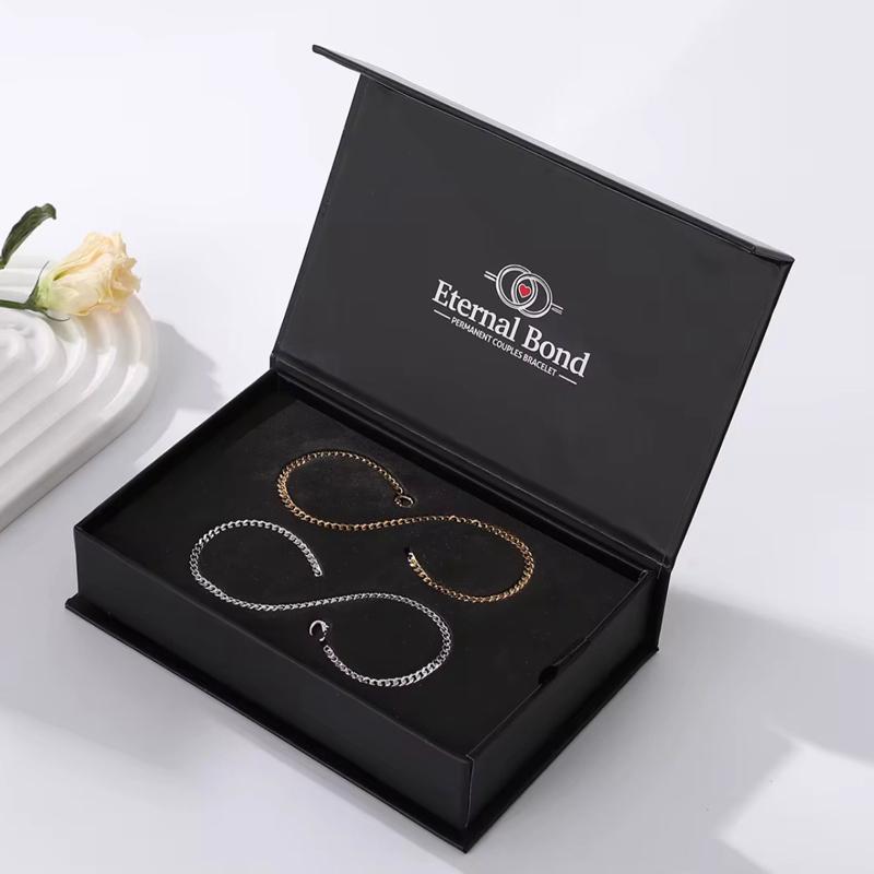 Permanent Couples Bracelets - Unisex Stainless Steel Hypoallergenic Gold/Silver Interlocked Bracelets with Adjustment Tool for Romantic Lifetime Promise - Perfect for Date Night or Anniversary - Perfect Birthday Gift