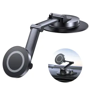 Fits MagSafe Car Mount for Universal Dashboard, Magnetic Phone Holder for Car, 360° Swivel Folding, Strongest Adhesion Car Mount with Long Metal Arm and Large Base for All Smartphones