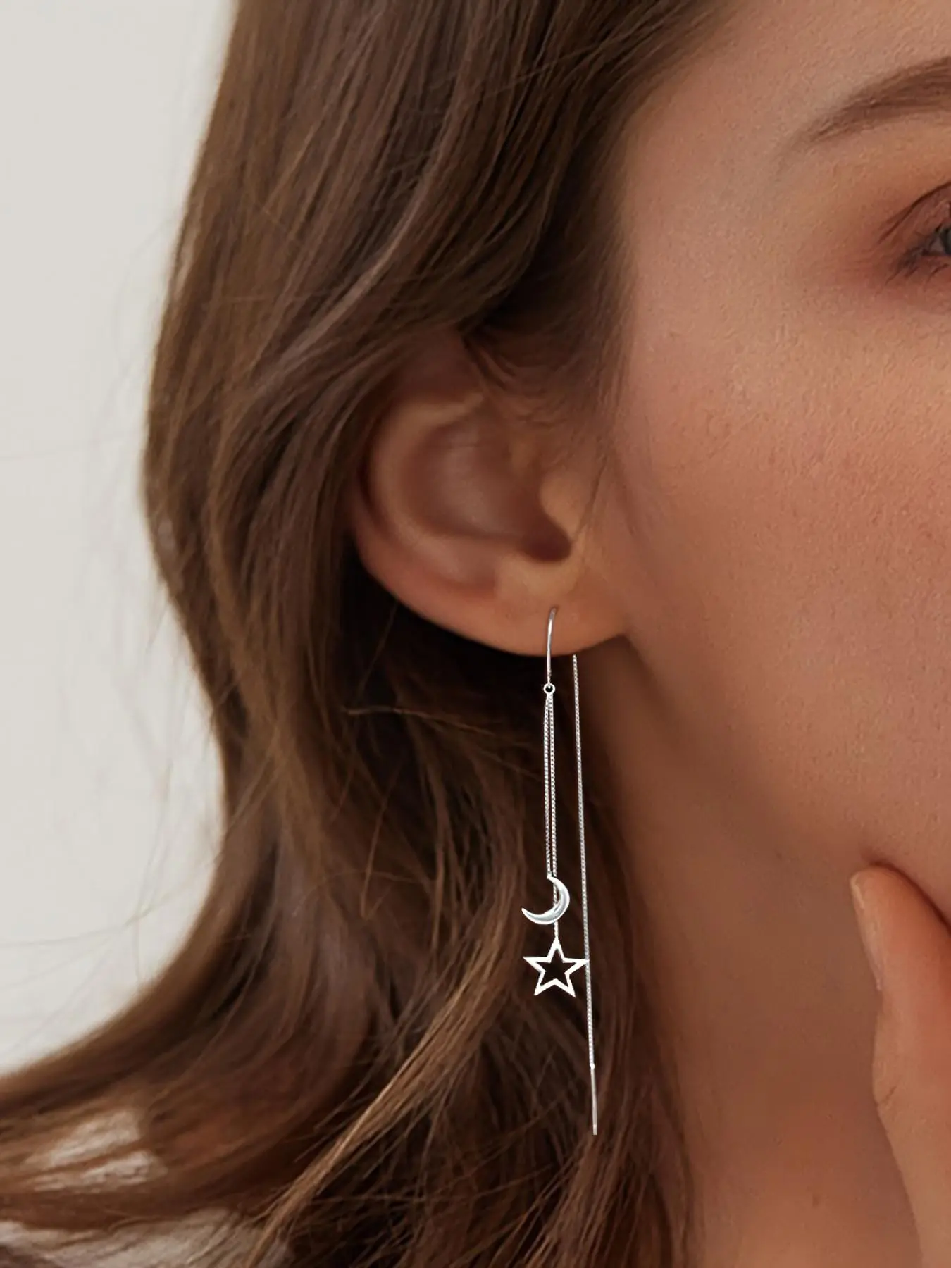 Star & Moon Design Tassel Dangle Earrings, Fashion Matching Jewelry for Party, Daily Clothing Decor, Minimalist Romantic Aesthetic Jewelry Gift, Bohemian Earrings