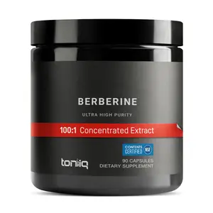 NSF Certified Toniiq Ultra High Strength Berberine HCl from The Himalayas - 100:1 Concentrated Extract - Lab-Tested 97% Berberine HCl - 90 Vegetarian Capsules, 500 mg per Capsule