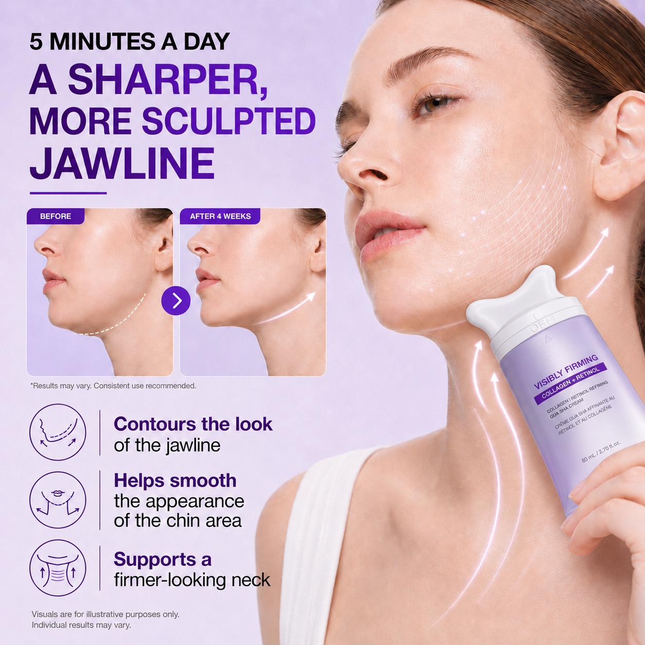 2-in-1 Gua Sha Neck & Face Beauty Cream - Retinol & Collagen Anti-Aging Facial Massage Cream for Jawline V-Line Care, All Skin Types, Moisture-Boosting Hydrator, 2.7 fl oz, Hydrating