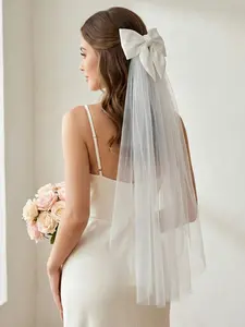 Lightweight Wedding Bow Headscarf, Girlish Travel Photo Prop, Sweet Birthday Party Hair Clip, Elegant Bridal Accessory