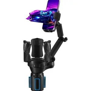 3-in-1 Car Cup Holder Expander with Adjustable Phone Mount – Universal Spill-Proof Bottle Holder & 360° Rotating Phone Stand for Large Drinks and Smartphones up to 4.1 Inches