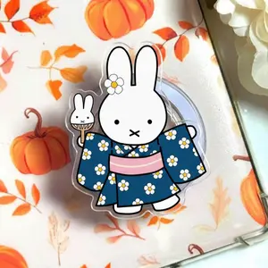 Cute Bunny Kimono MagSafe Phone Grip – Floral Japanese Rabbit Magnetic Pop Socket & Kickstand – Kawaii Phone Accessory Gift